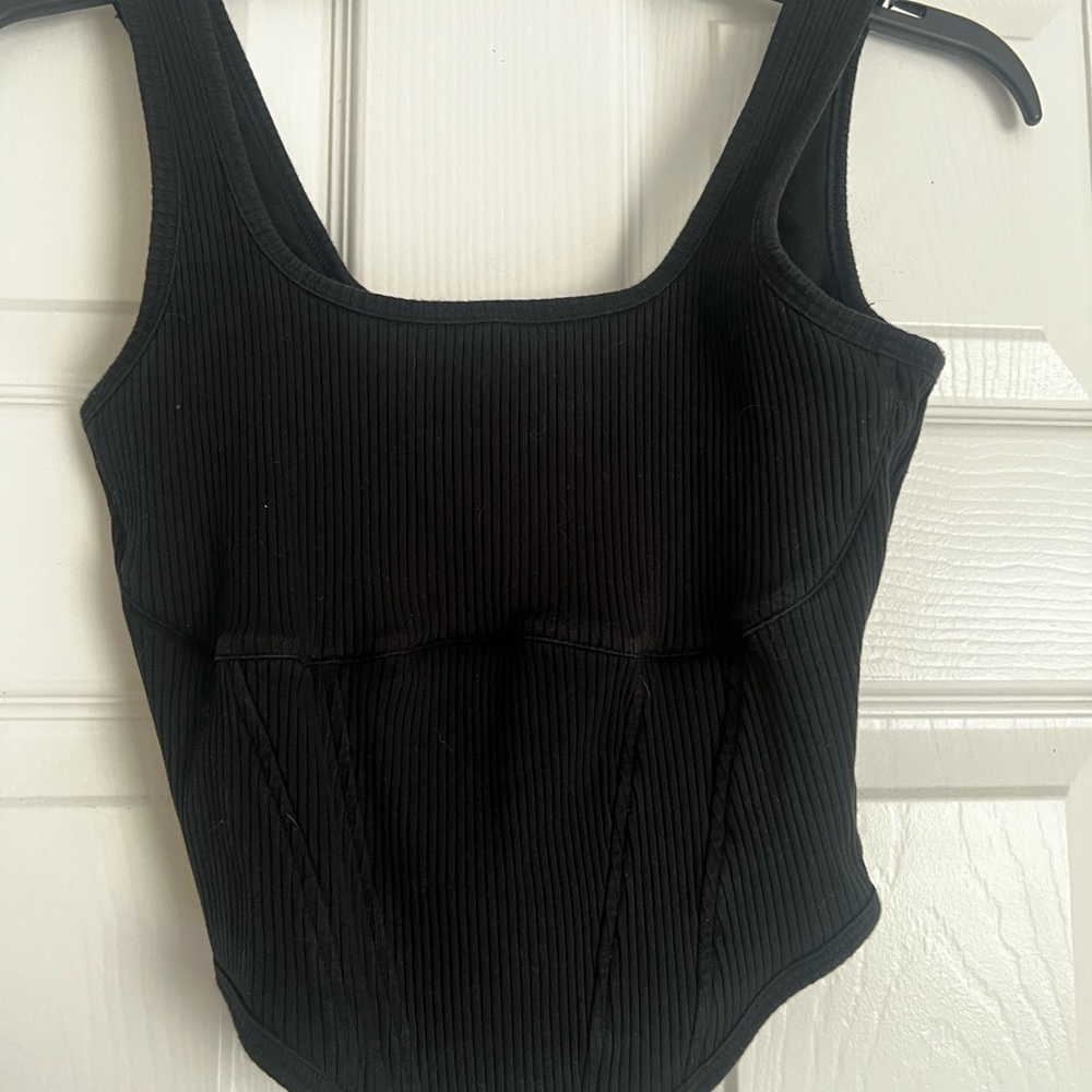 Black Ribbed Women's Top